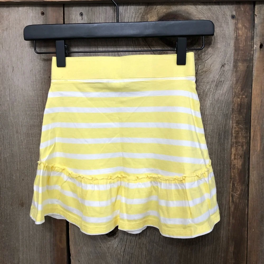 NWOT Old Navy Girls Yellow White Stripe Ruffle Skirt Size XS 5
